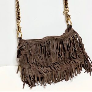ADRIENNE VITTADINI HOBO FRINGE SUEDE CROSS BODYBAG